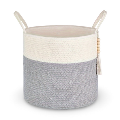 Mireyana – Macramé Katoenen Opbergmand 40x35 cm Gevlochten Wasmand
