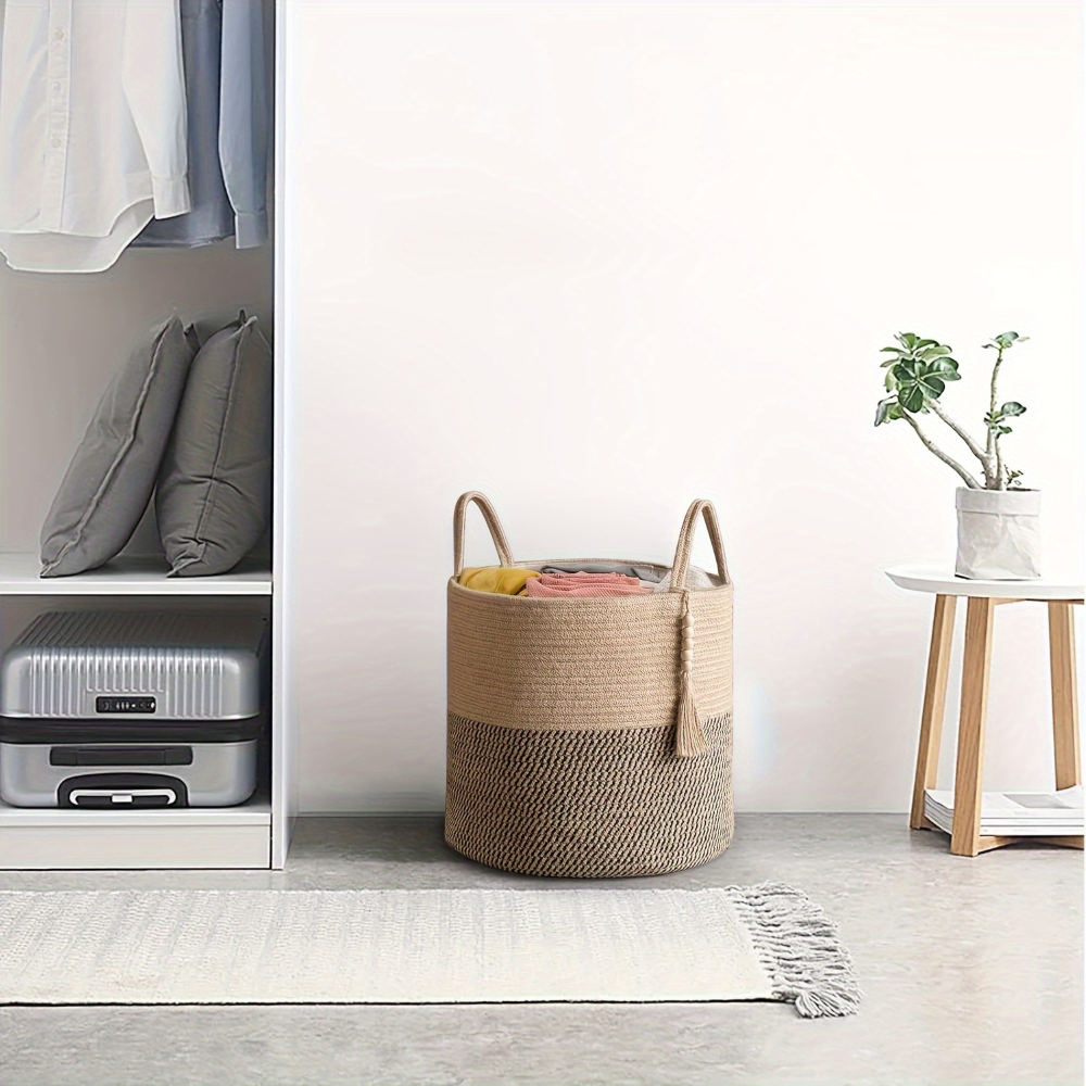 Mireyana – Macramé Katoenen Opbergmand 40x35 cm Gevlochten Wasmand