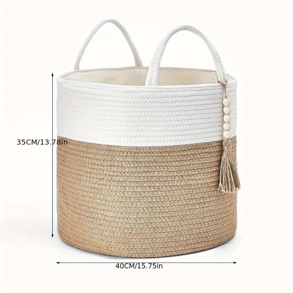 Mireyana – Macramé Katoenen Opbergmand 40x35 cm Gevlochten Wasmand
