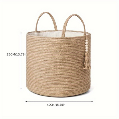 Mireyana – Macramé Katoenen Opbergmand 40x35 cm Gevlochten Wasmand