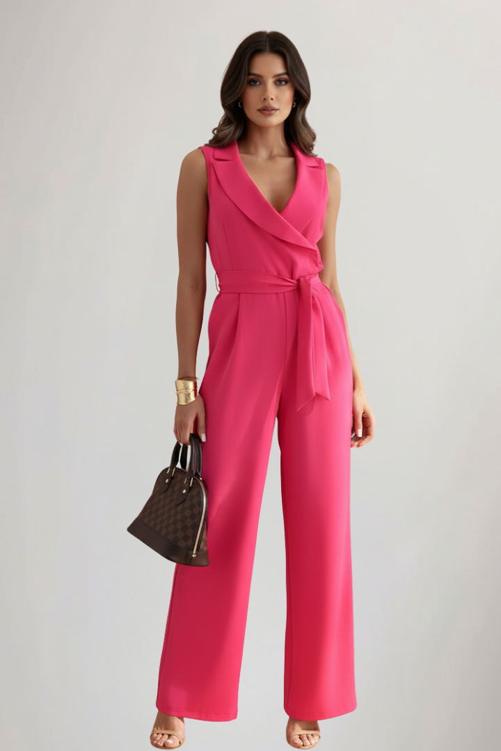 Madelyn | Women’s Sleeveless Wide Leg Jumpsuit – Tie Waist, Smart Casual One Piece Outfit