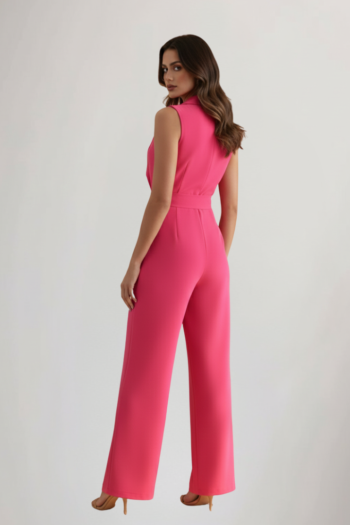 Madelyn | Women’s Sleeveless Wide Leg Jumpsuit – Tie Waist, Smart Casual One Piece Outfit