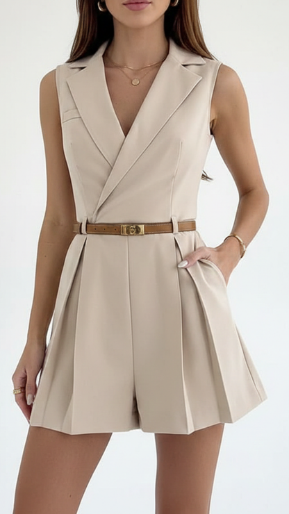 Madison | Women's Romper With Sleeveless Design And Belt
