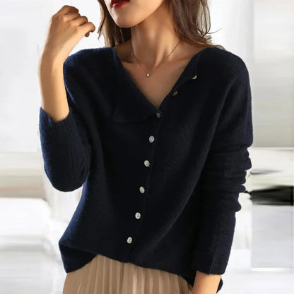 Maglia elegante Donna | Scollatura Asimmetrica & Chiusura con Bottoni