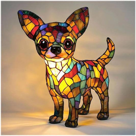 Lámpara vitral La vida con un Chihuahua decoración hogar Glow - Madrid.com