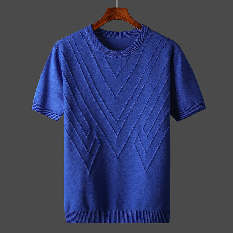 Men's Short Sleeve Knit Crew Neck Top