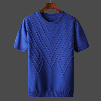Men's Short Sleeve Knit Crew Neck Top