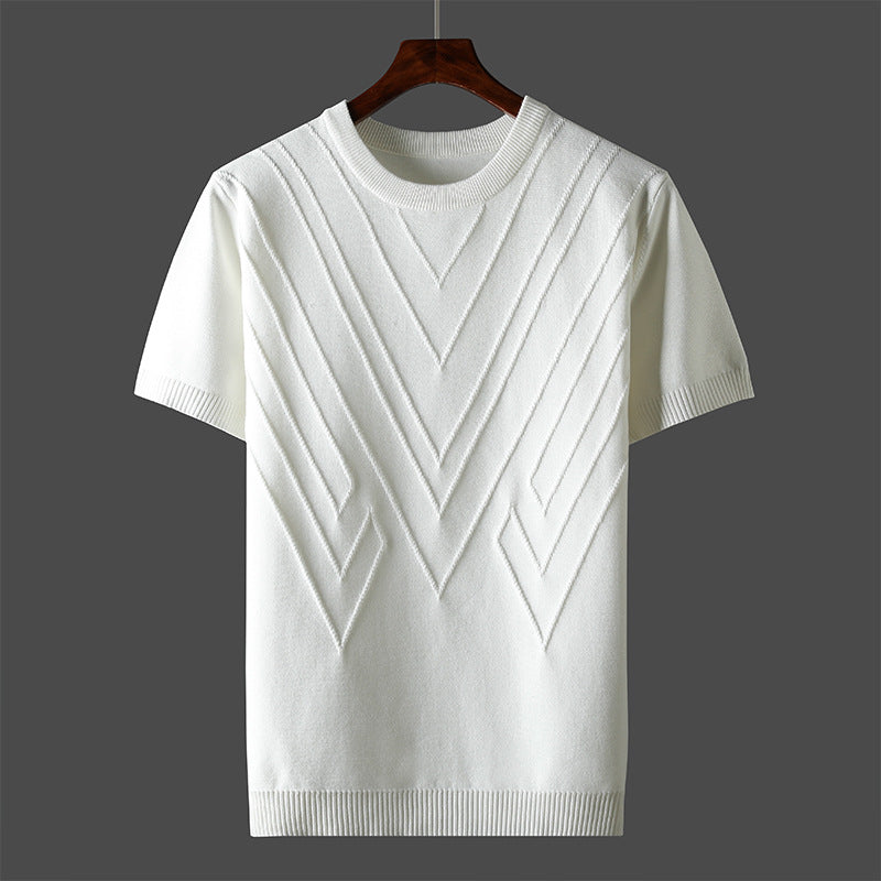 Men's Short Sleeve Knit Crew Neck Top