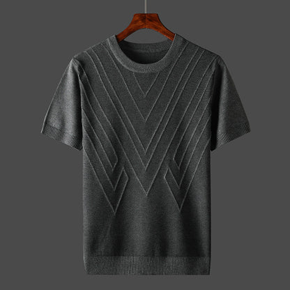 Men's Knit Geometric Textured Short Sleeve T-Shirt