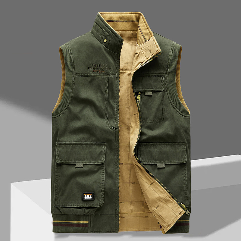 Gilet Utilitaire Premium Réversible Homme – Gilet en Coton à Poches Multiples