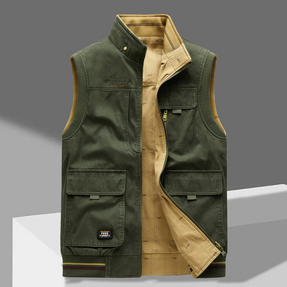 Gilet Utilitaire Premium Réversible Homme – Gilet en Coton à Poches Multiples