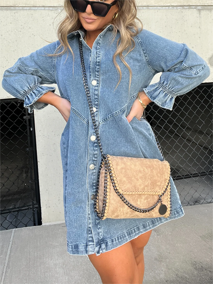Markle Jeans™ Denim dress with puff sleeves