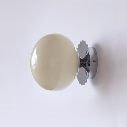 Pink Marshmallow Glass Wall Sconce With Brass Backplate