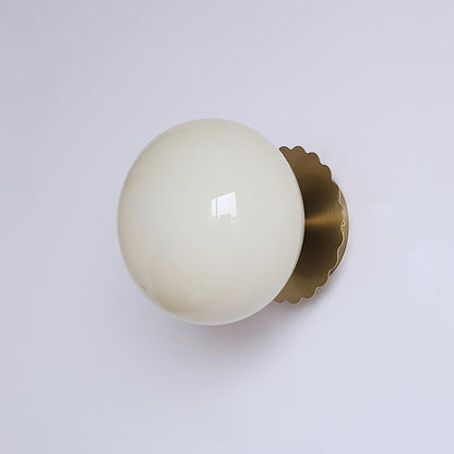 Pink Marshmallow Glass Wall Sconce With Brass Backplate