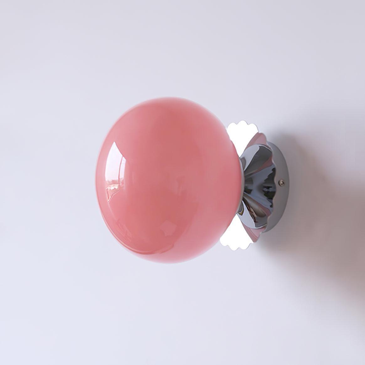 Pink Marshmallow Glass Wall Sconce With Brass Backplate