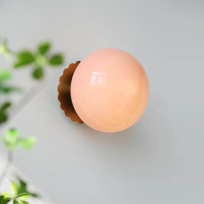 Pink Marshmallow Glass Wall Sconce With Brass Backplate