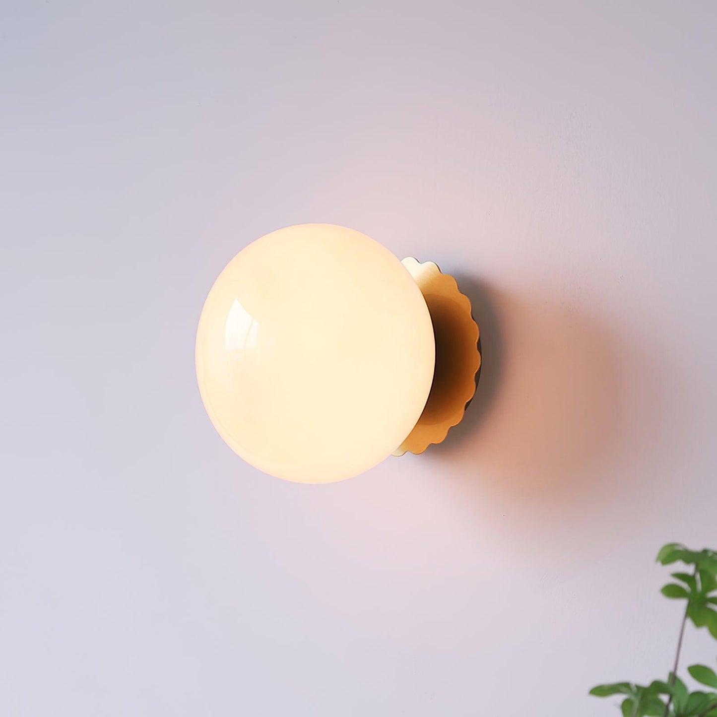 Pink Marshmallow Glass Wall Sconce With Brass Backplate
