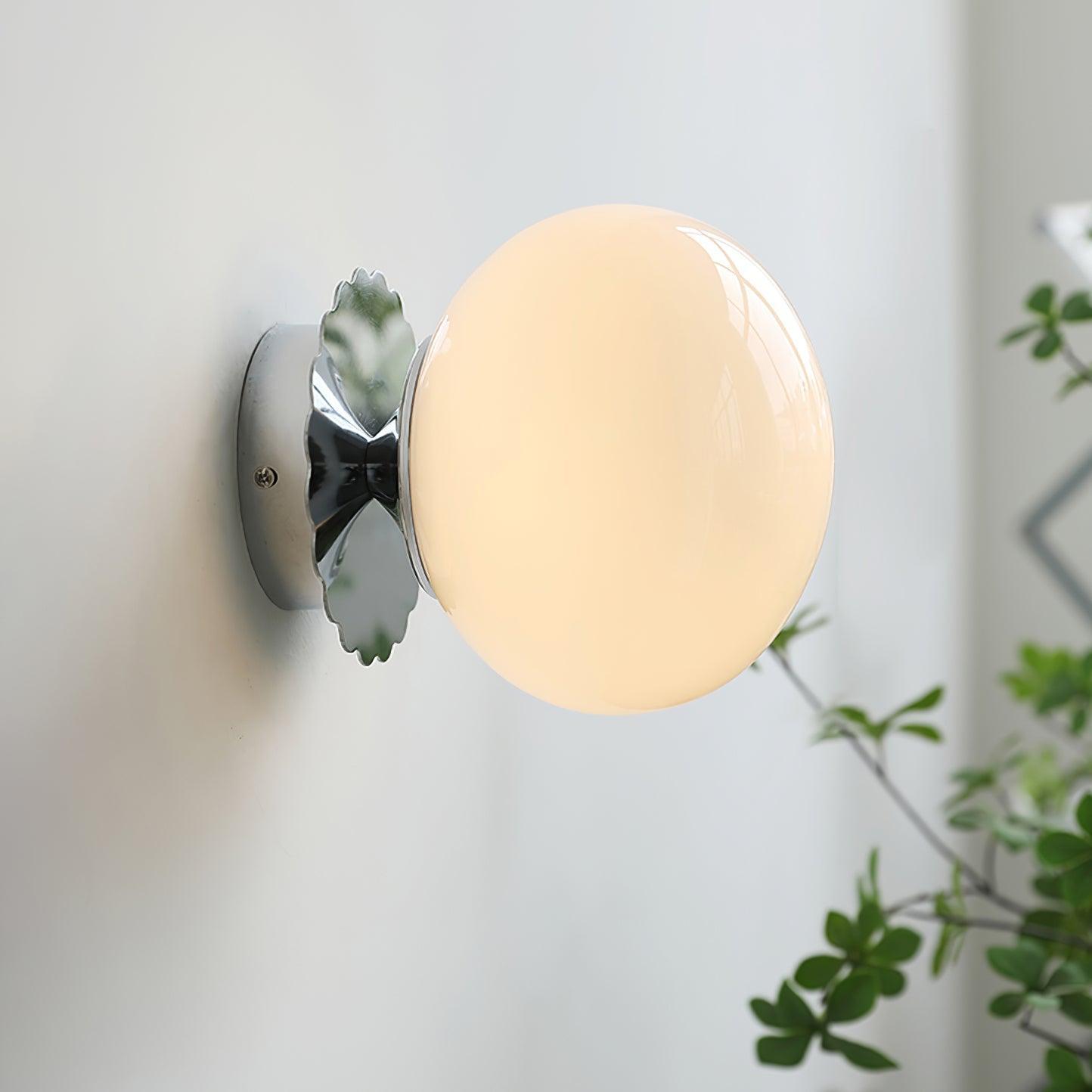 Pink Marshmallow Glass Wall Sconce With Brass Backplate