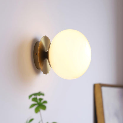 Pink Marshmallow Glass Wall Sconce With Brass Backplate