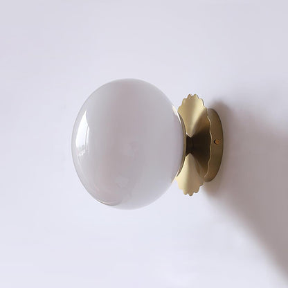 Pink Marshmallow Glass Wall Sconce With Brass Backplate