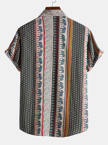 Poloshirt Herren | Boho Ethno-Print & Kurzarm