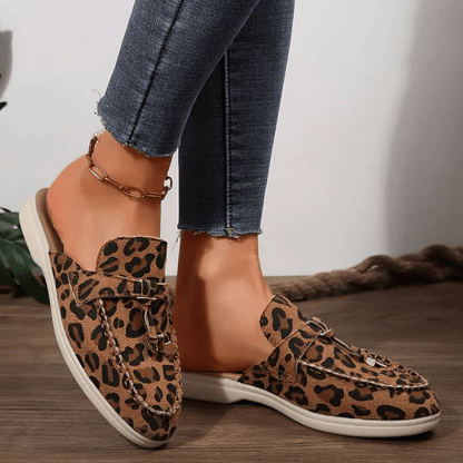 Moira Mocassins Femme – Mules Léopard Sans Talon avec Semelle Souple & Style Sauvage