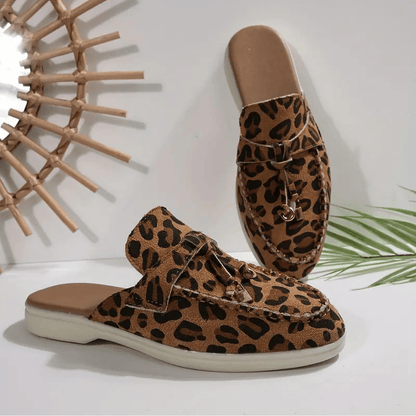 Moira Mocassins Femme – Mules Léopard Sans Talon avec Semelle Souple & Style Sauvage