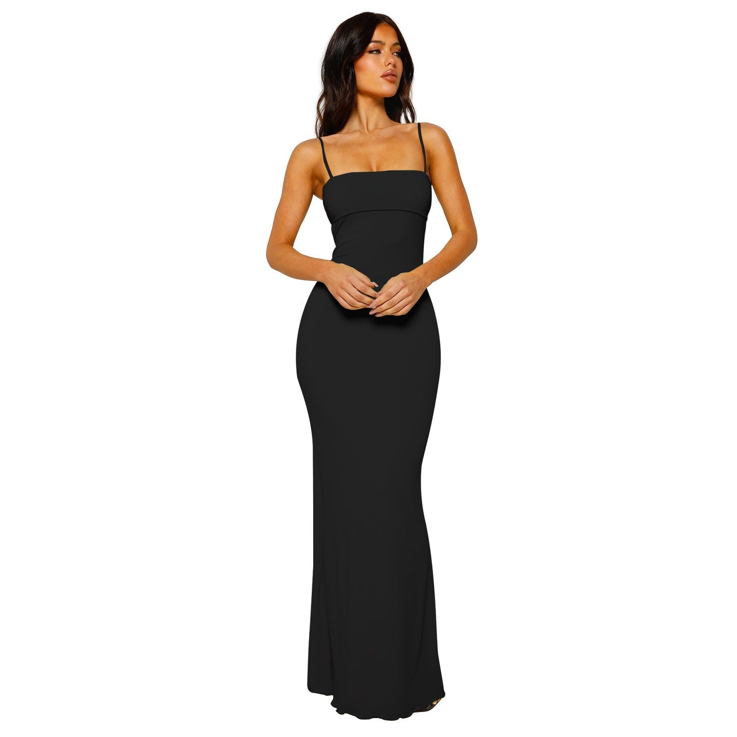 Maxi Dress | Bodycon Fit Open Back Design for Women-Maxi Dresses-Mykonostore-Black-S-Mykonostore