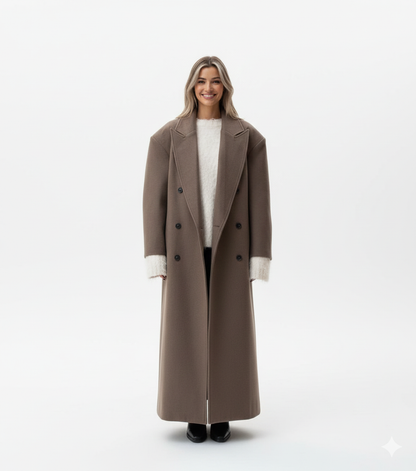 Claudia Manteau Oversize Femme – Veste Élégante à Double Boutonnage & Épaules Structurées