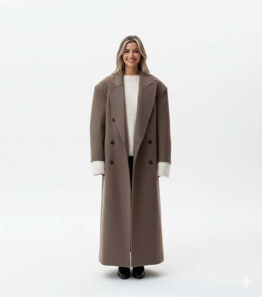 Claudia Manteau Oversize Femme – Veste Élégante à Double Boutonnage & Épaules Structurées