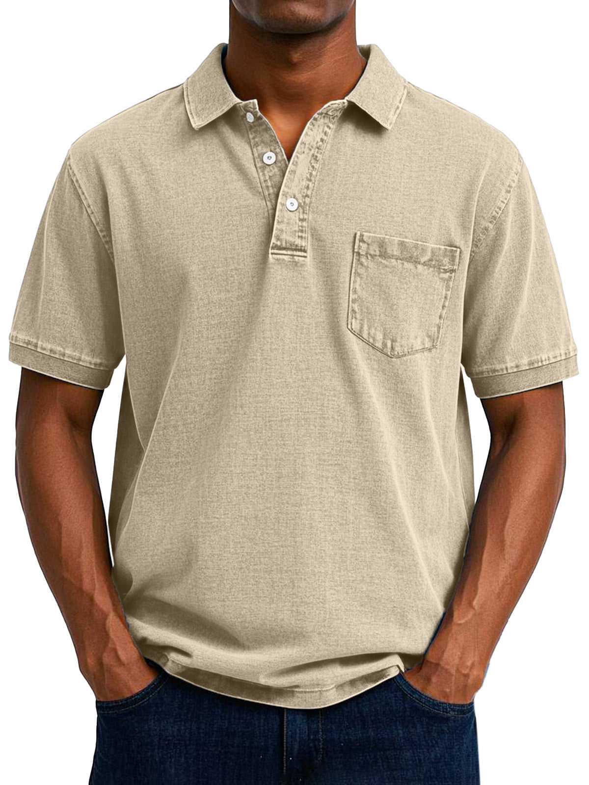 Vintage Polo Shirt with Chest Pocket – Casual Men's Style