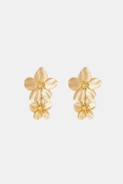 Maya – Gold Flower Drop Earrings