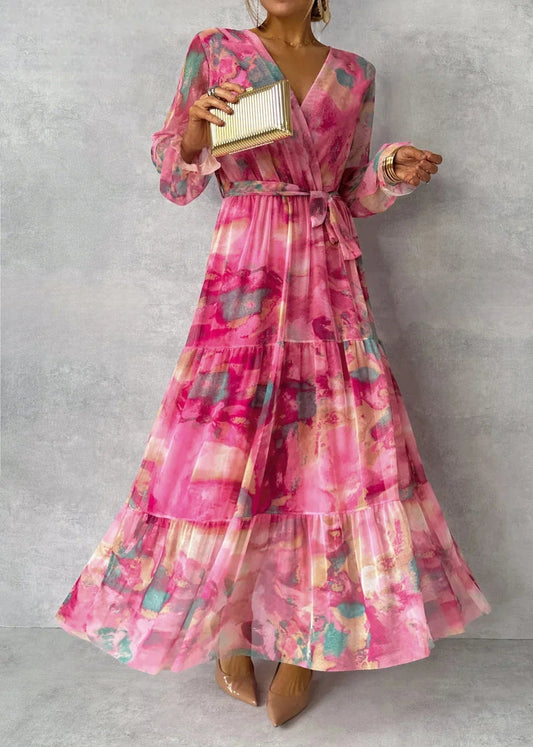 Jenina – Elegantes Wickel Kleid Mit Blumen Muster