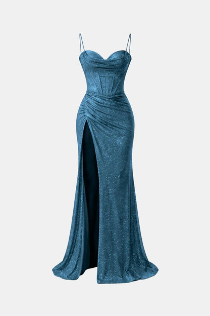 Melissa - Corset Slit Strap Design Evening Long Dress