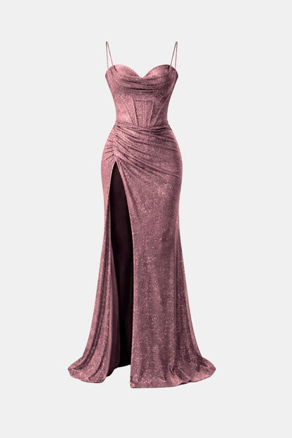Melissa - Corset Slit Strap Design Evening Long Dress