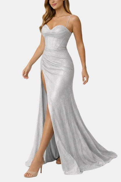 Melissa - Corset Slit Strap Design Evening Long Dress