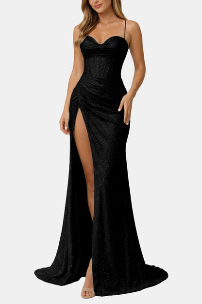 Melissa - Corset Slit Strap Design Evening Long Dress