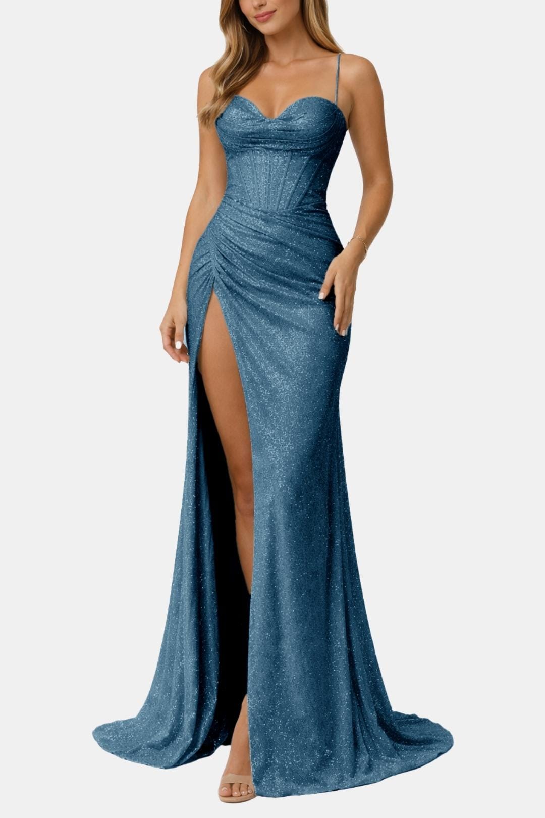 Melissa - Corset Slit Strap Design Evening Long Dress