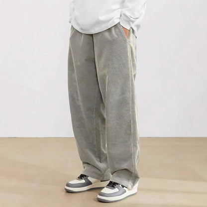 Men’s Wide-Leg Pants with Relaxed Fit and Side Pockets