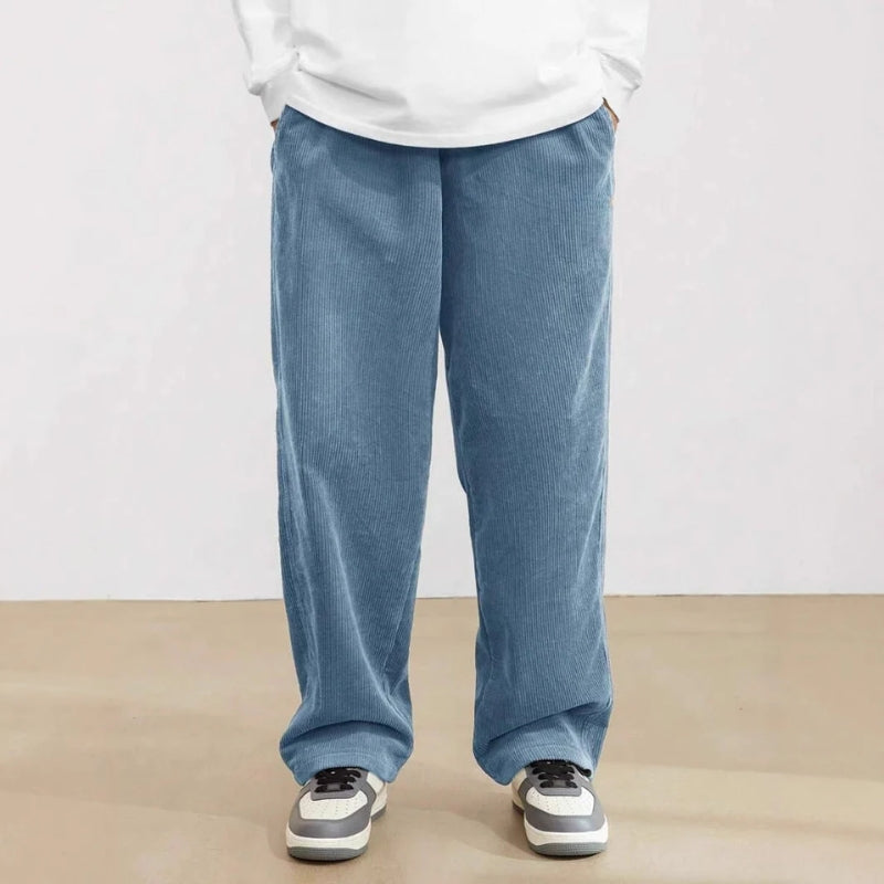 Men’s Wide-Leg Pants with Relaxed Fit and Side Pockets