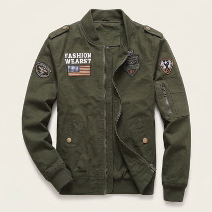 Men’s Bomber Jacket – Zip-Front Patch Design