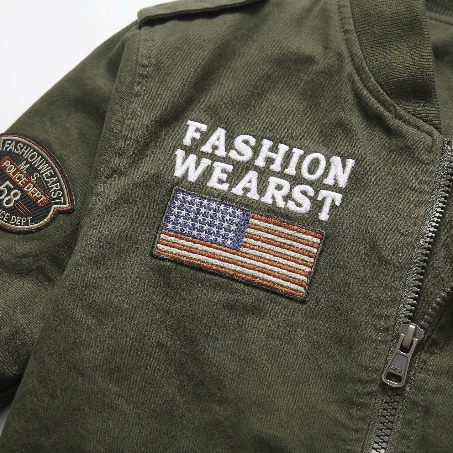 Men’s Bomber Jacket – Zip-Front Patch Design
