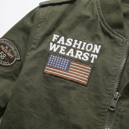 Men’s Bomber Jacket – Zip-Front Patch Design