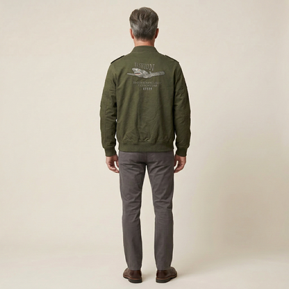Men’s Bomber Jacket – Zip-Front Patch Design