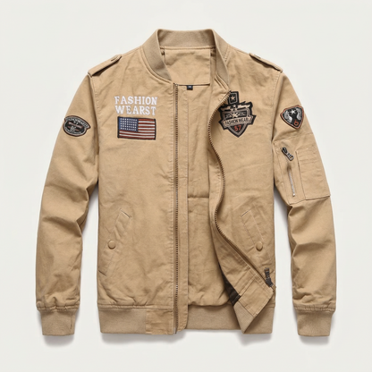 Men’s Bomber Jacket – Zip-Front Patch Design