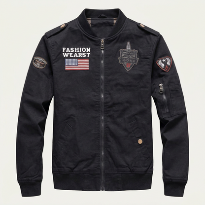 Men’s Bomber Jacket – Zip-Front Patch Design