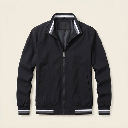 Men’s Bomber Jacket – Zip-Front Ribbed Hem Design