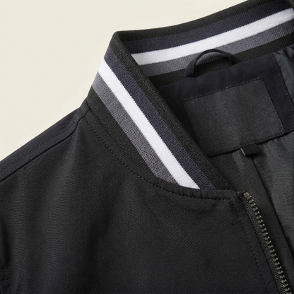 Men’s Bomber Jacket – Zip-Front Ribbed Hem Design