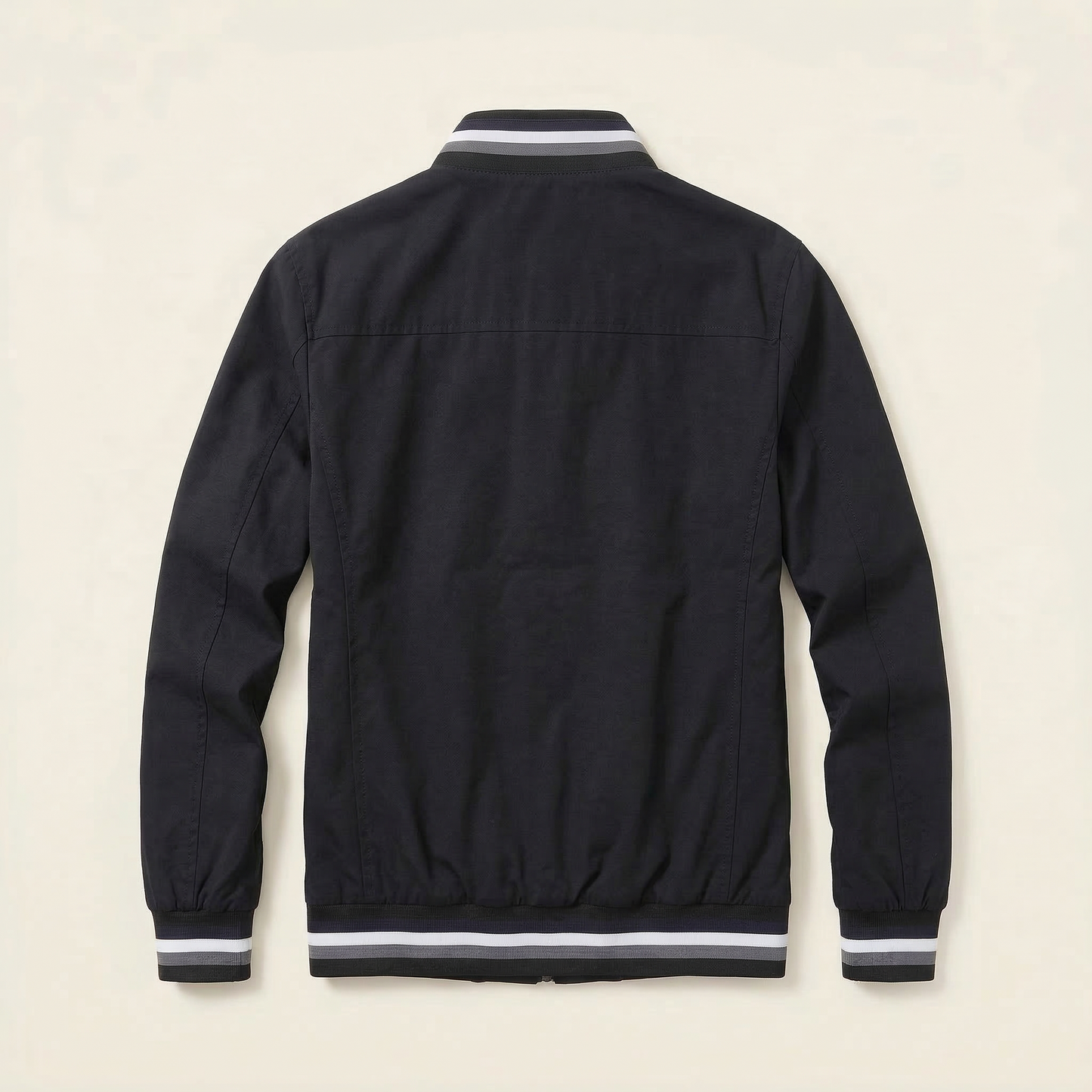 Men’s Bomber Jacket – Zip-Front Ribbed Hem Design
