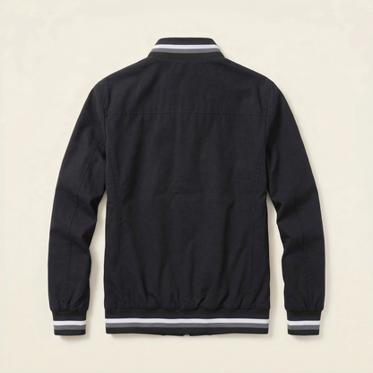 Men’s Bomber Jacket – Zip-Front Ribbed Hem Design